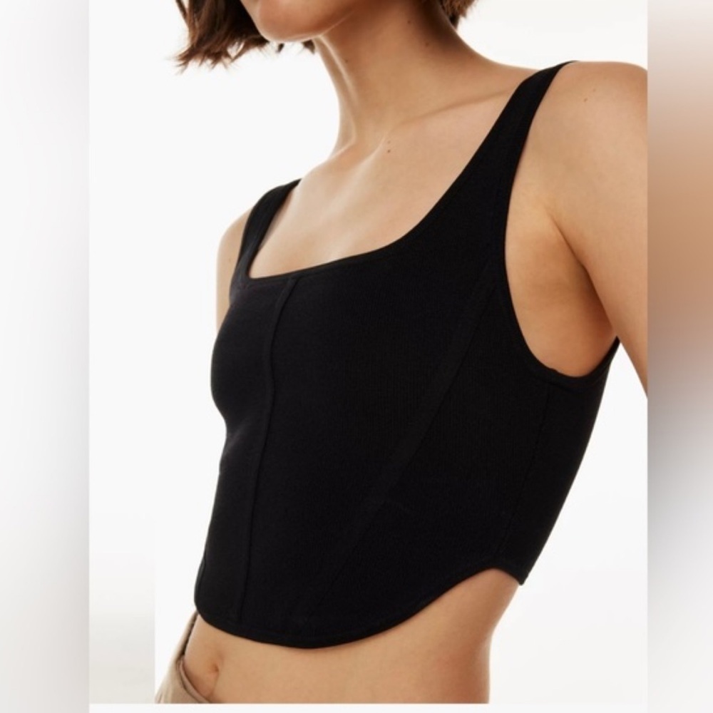 Babaton Sculpt Knit Black Bustier Tank Top Size L excellent condition